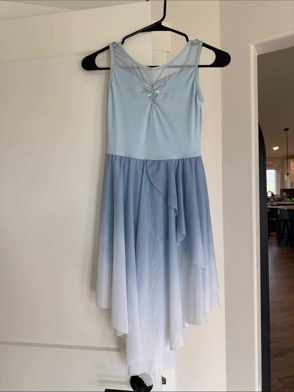 Weissman Blue Ombre Girls Dance Dress with Sheer Yoke